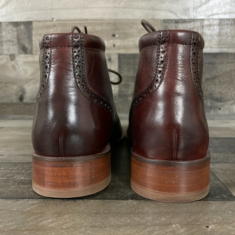 Cole Haan Liam Mens 10 Burgundy Brogue Wingtip Ankle Chukka Boots C11053 - Picture 7 of 11
